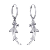 Hammerhead Shark Silver Hoop Earrings TER1934 - DiveSilver Jewelry